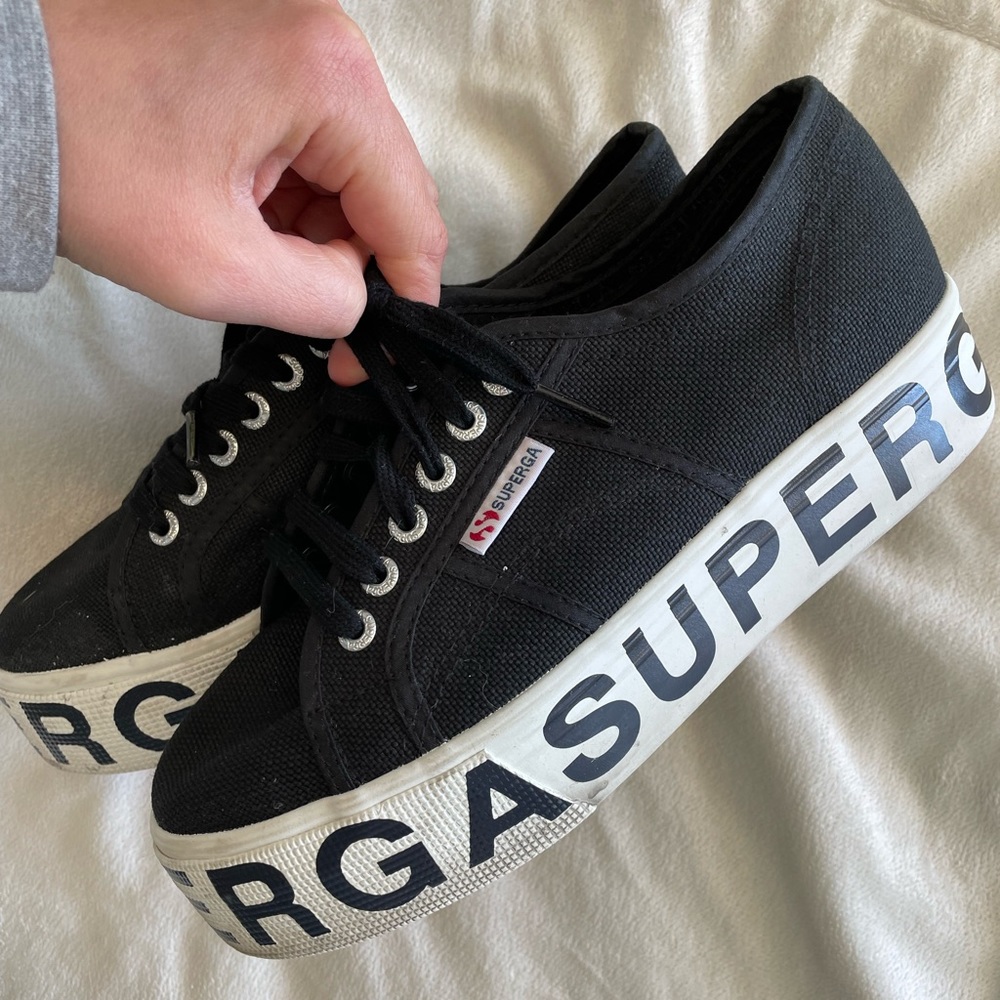 Black and White Superga Shoes
